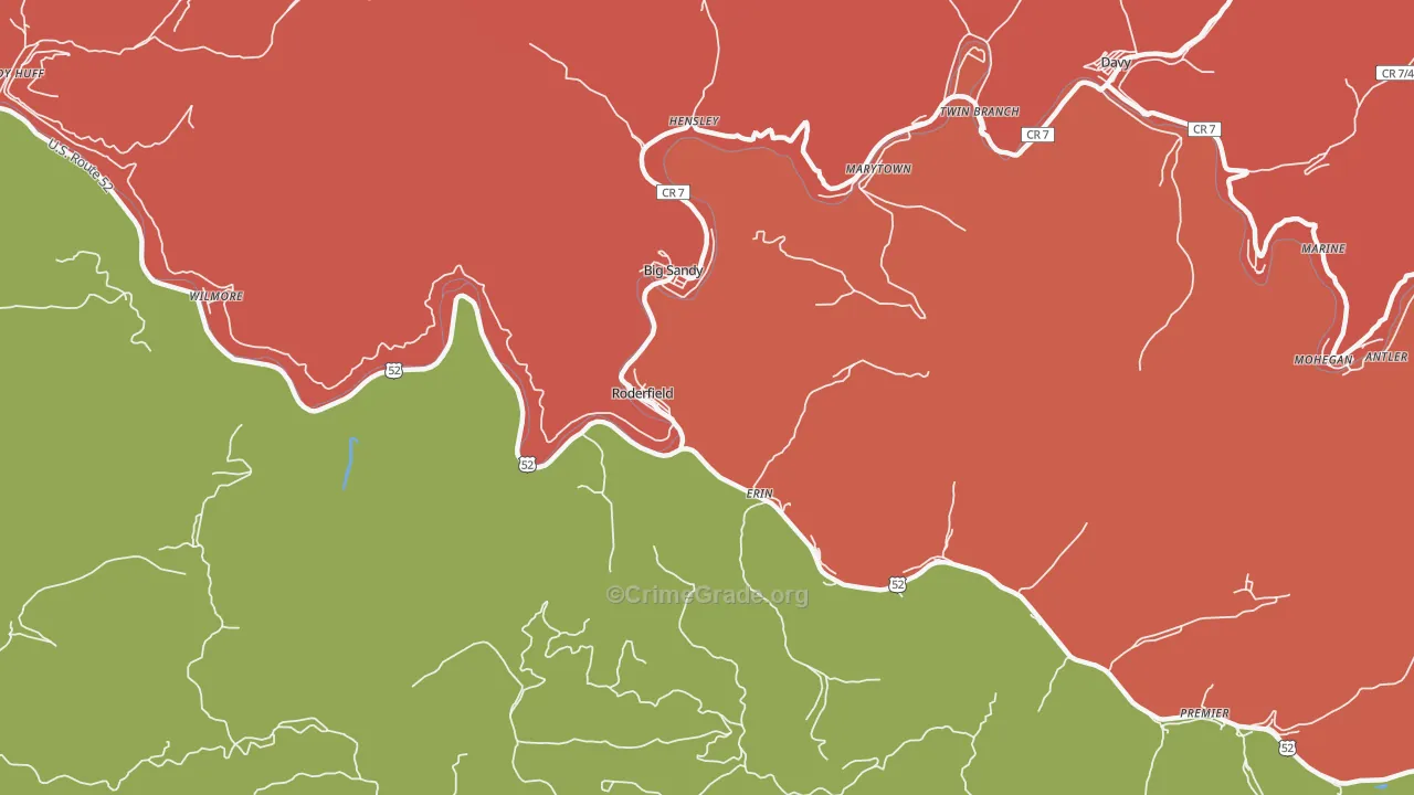 Roderfield, WV Map of Assault Rates