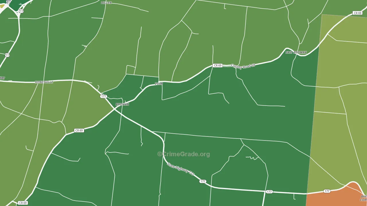 Rodman, NY Map of Assault Rates