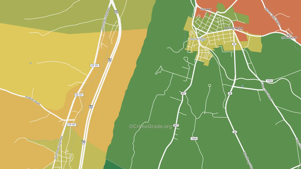 Rodman, PA Map of Assault Rates