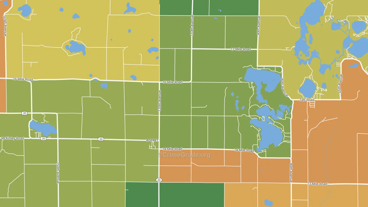 Rodney, MI Map of Assault Rates