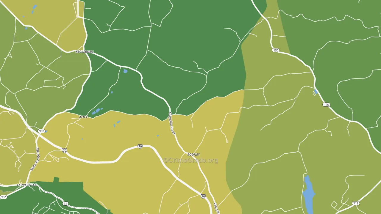 Rodney, PA Map of Assault Rates