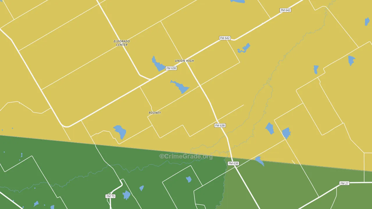 Rodney, TX Map of Assault Rates
