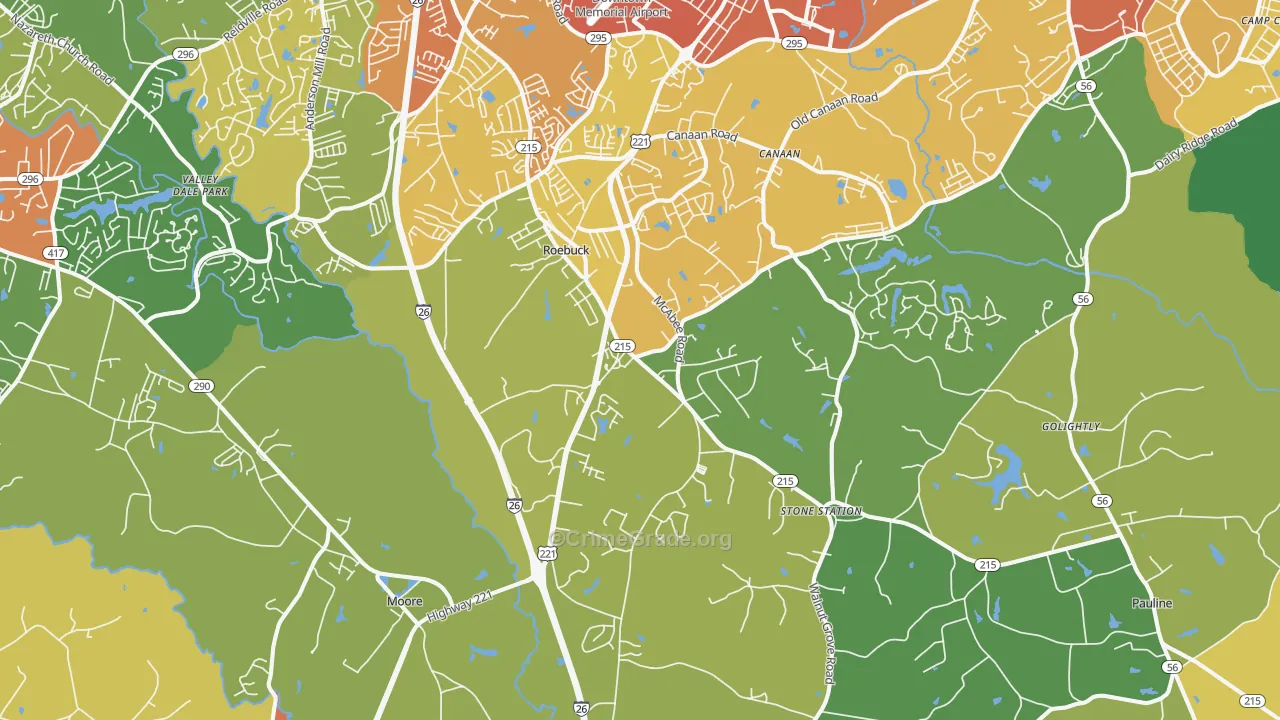 Roebuck, SC Map of Assault Rates