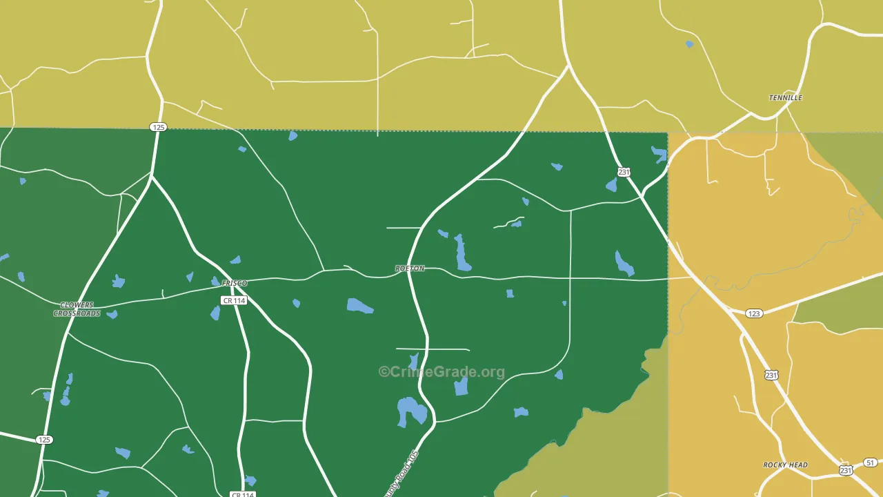 Roeton, AL Map of Assault Rates