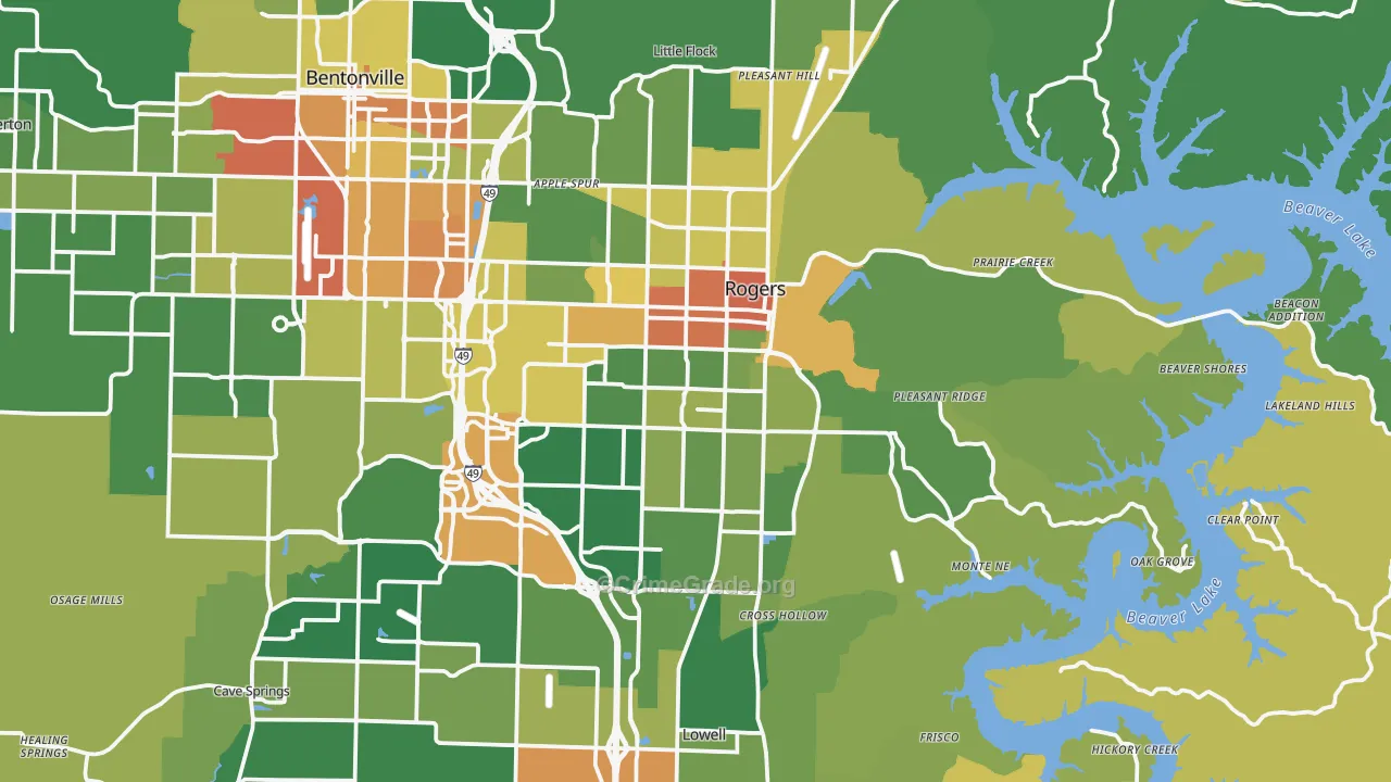 Rogers, AR Map of Assault Rates