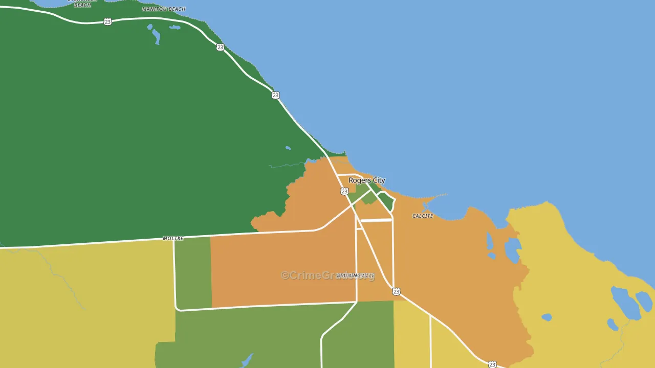 Rogers City, MI Map of Assault Rates