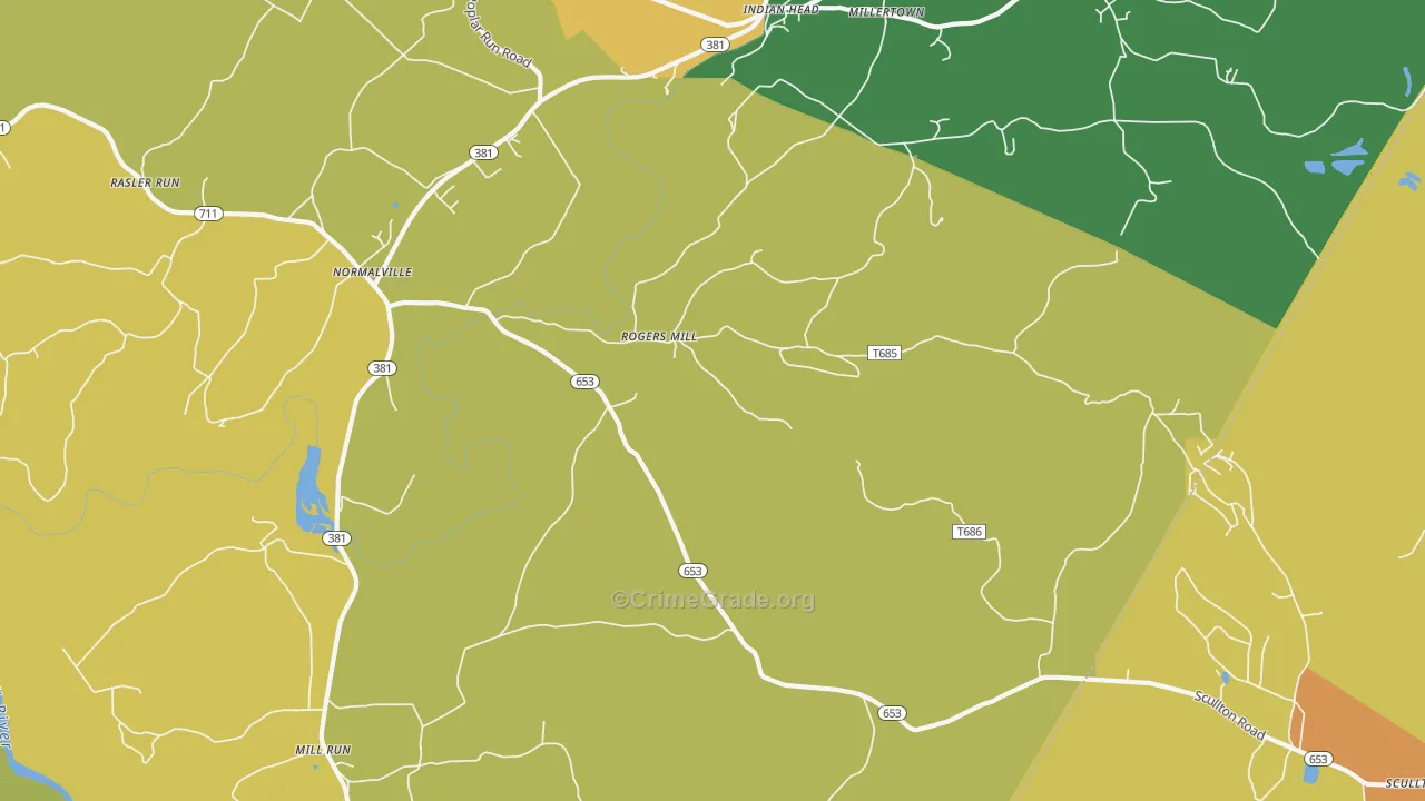 Rogers Mill, PA Map of Assault Rates