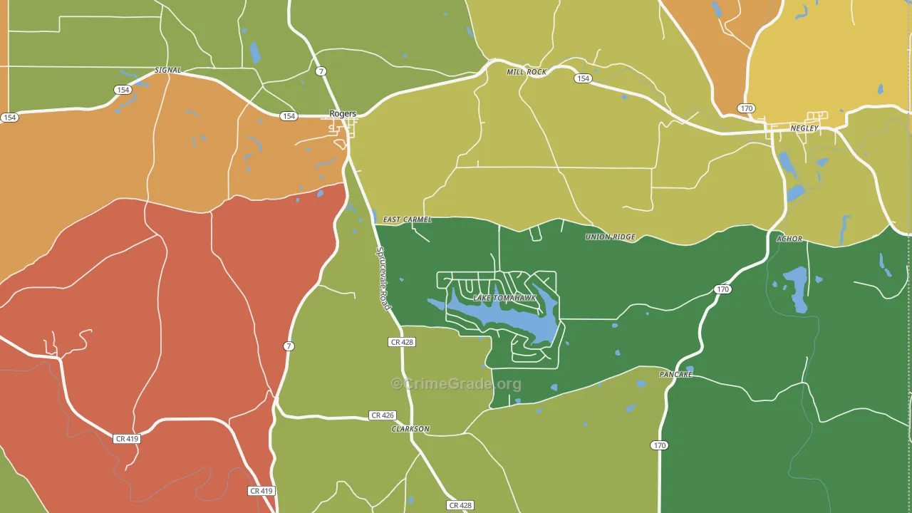 Rogers, OH Map of Assault Rates