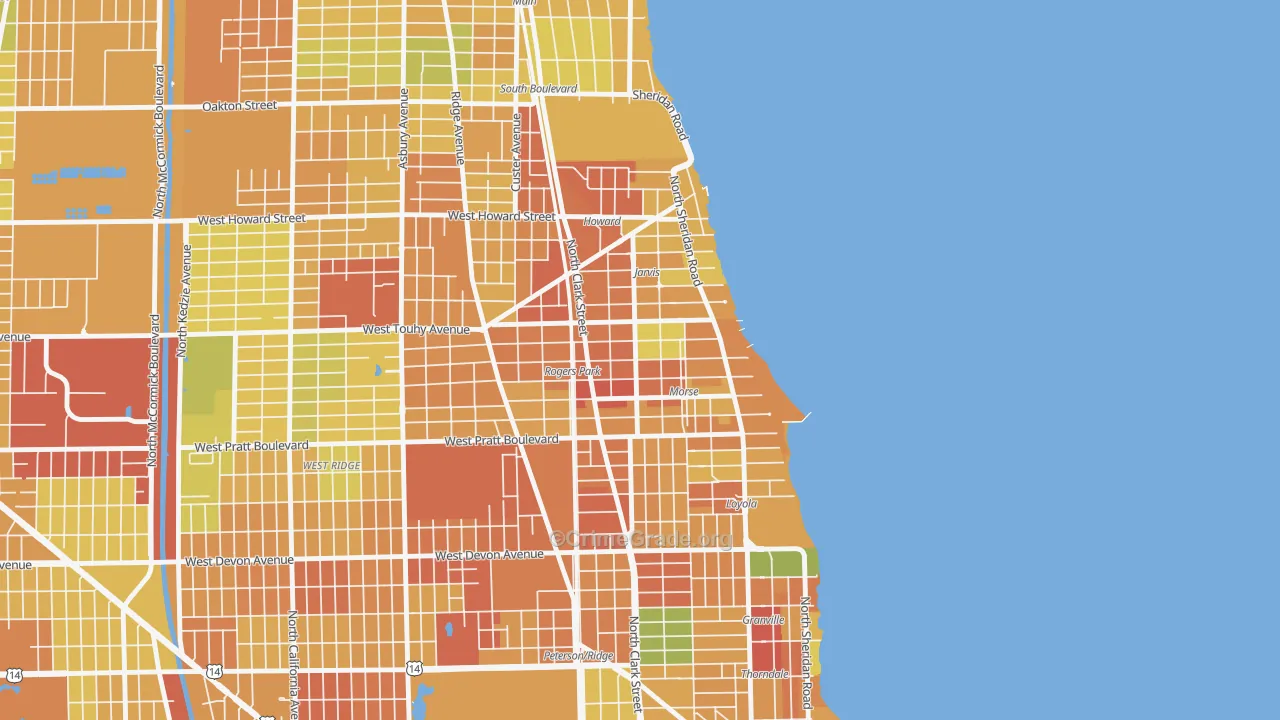 Rogers Park, Chicago, IL Map of Assault Rates