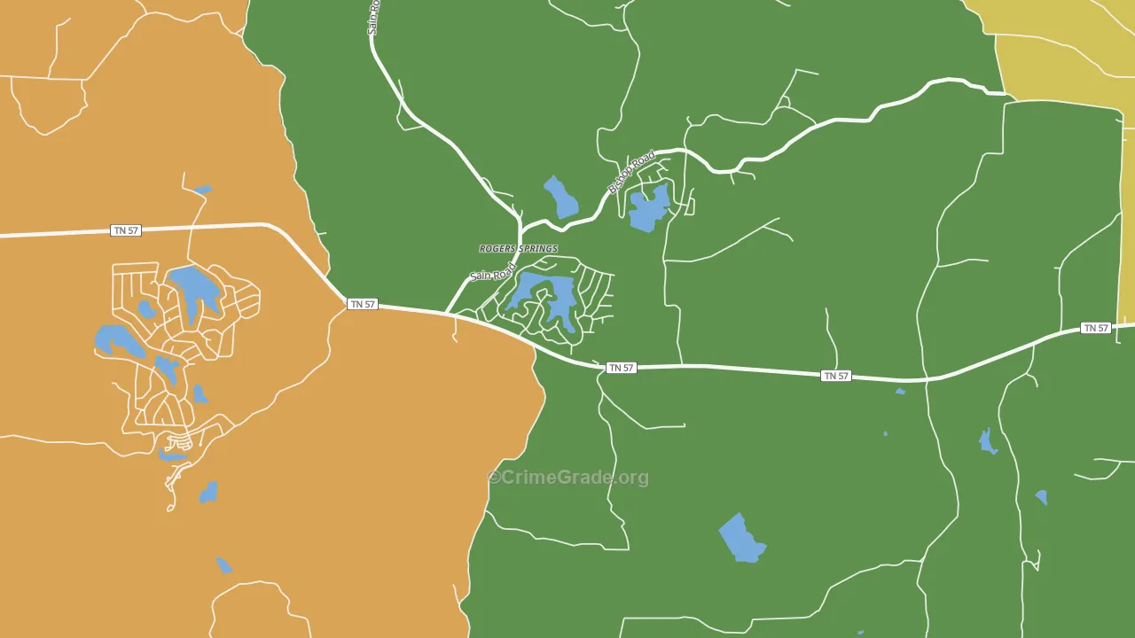 Rogers Spring, TN Map of Assault Rates