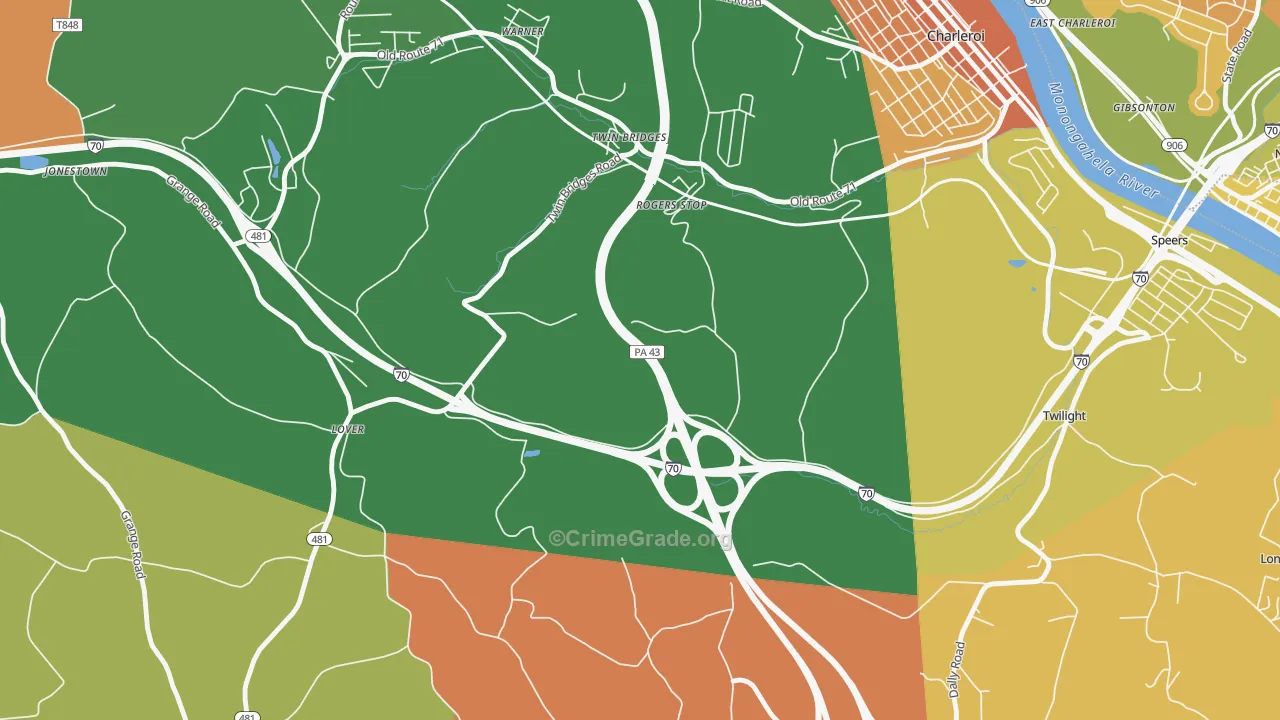 Rogers Stop, PA Map of Assault Rates