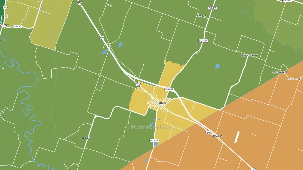 Rogers, TX Map of Assault Rates