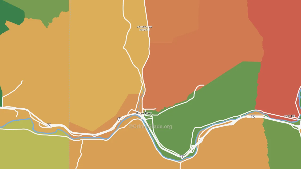 Rogue River, OR Map of Assault Rates