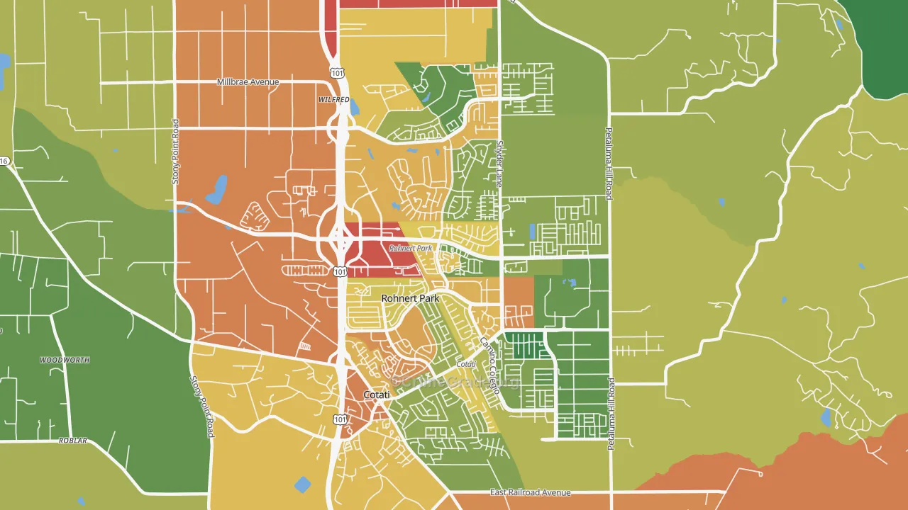 Rohnert Park, CA Map of Assault Rates