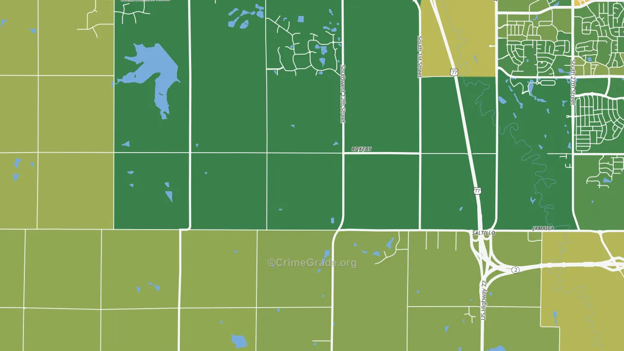 Rokeby, NE Map of Assault Rates