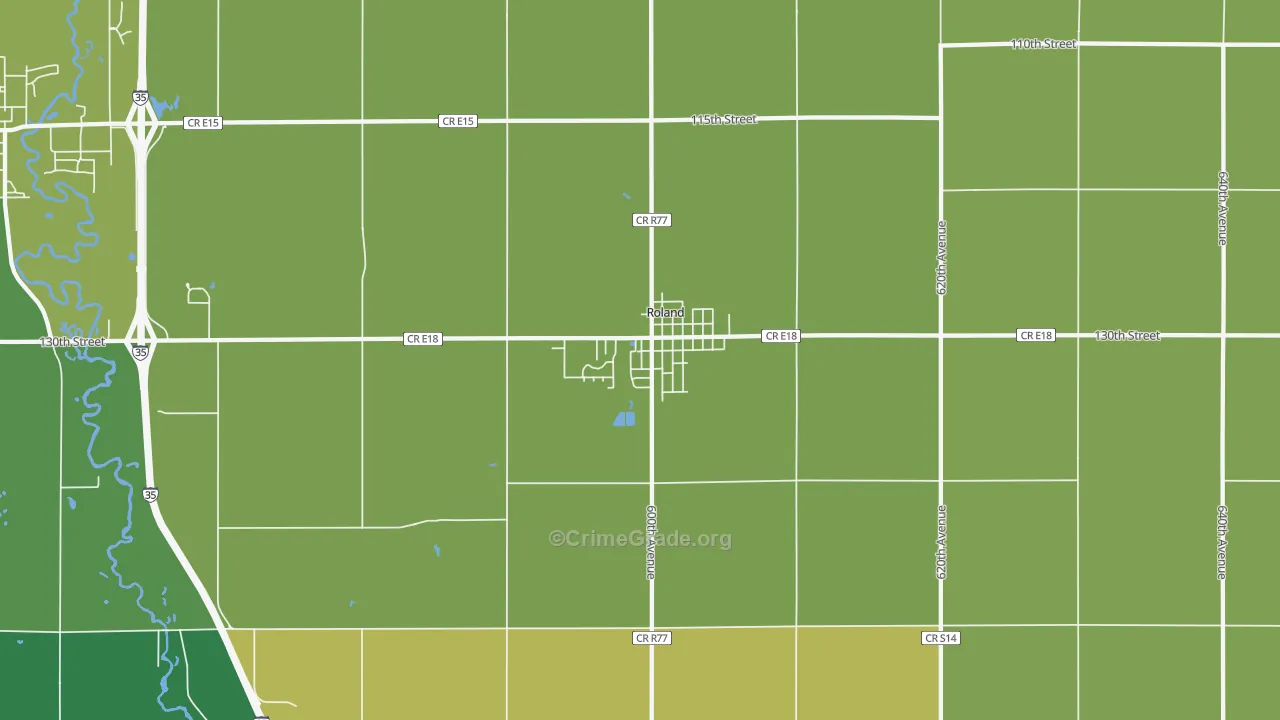 Roland, IA Map of Assault Rates