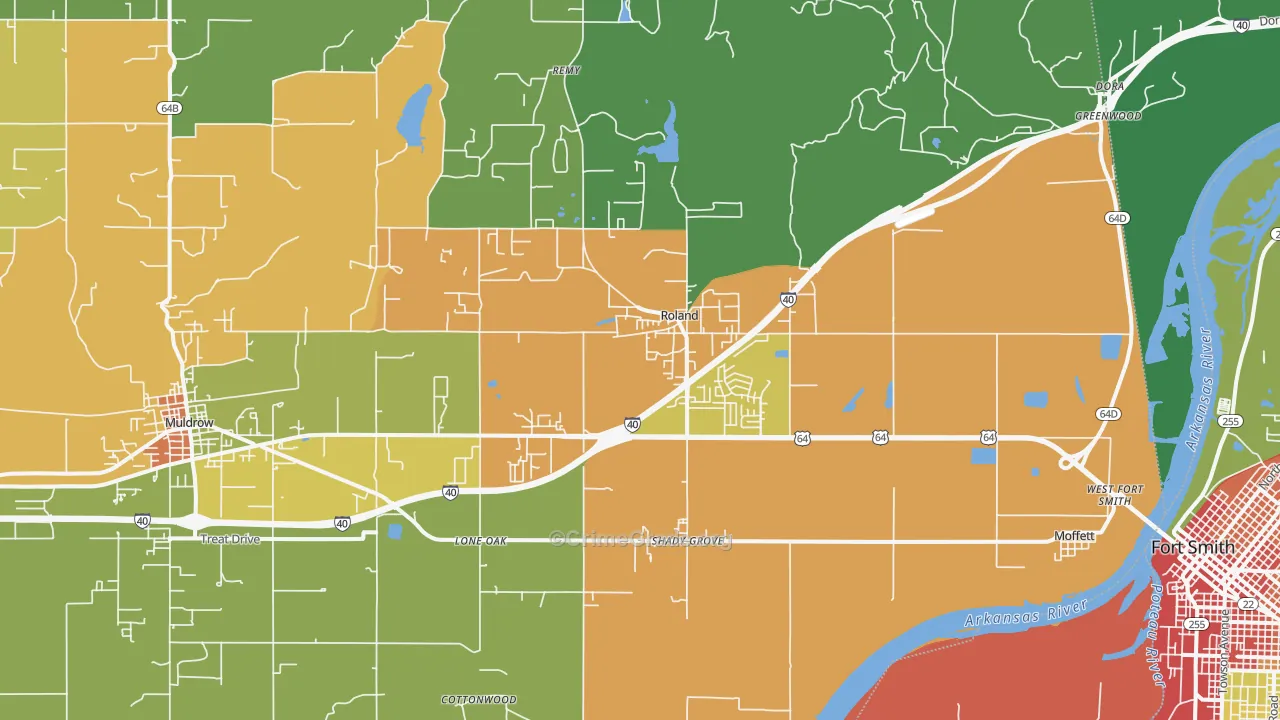 Roland, OK Map of Assault Rates