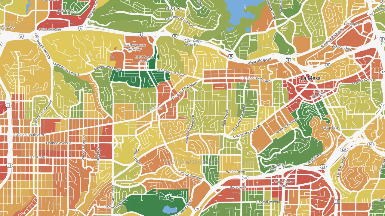 Rolando, San Diego, CA Map of Assault Rates