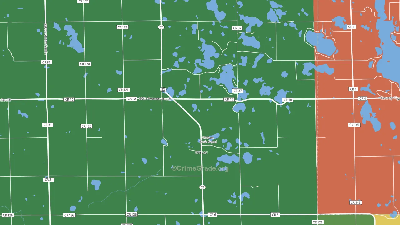 Rollag, MN Map of Assault Rates