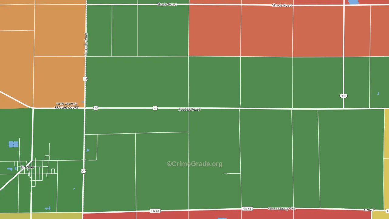 Rollersville, OH Map of Assault Rates