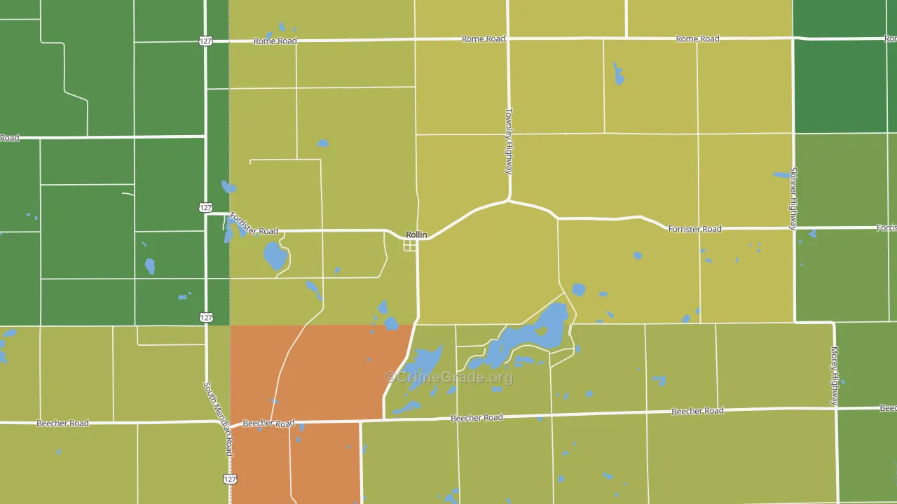 Rollin, MI Map of Assault Rates