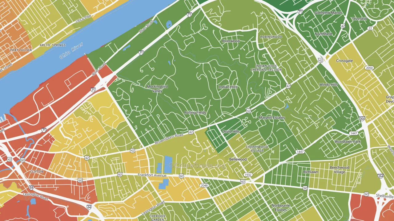 Rolling Fields, KY Map of Assault Rates