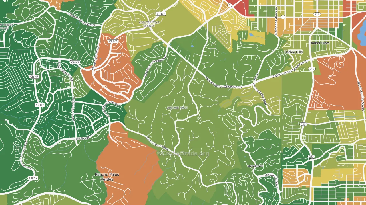 Rolling Hills, CA Map of Assault Rates