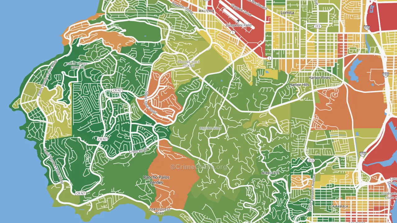 Rolling Hills Estates, CA Map of Assault Rates