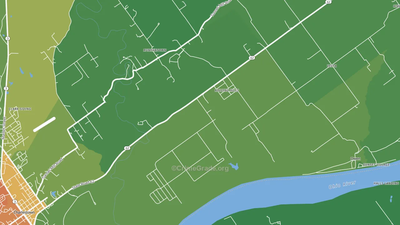 Rolling Hills, IN Map of Assault Rates