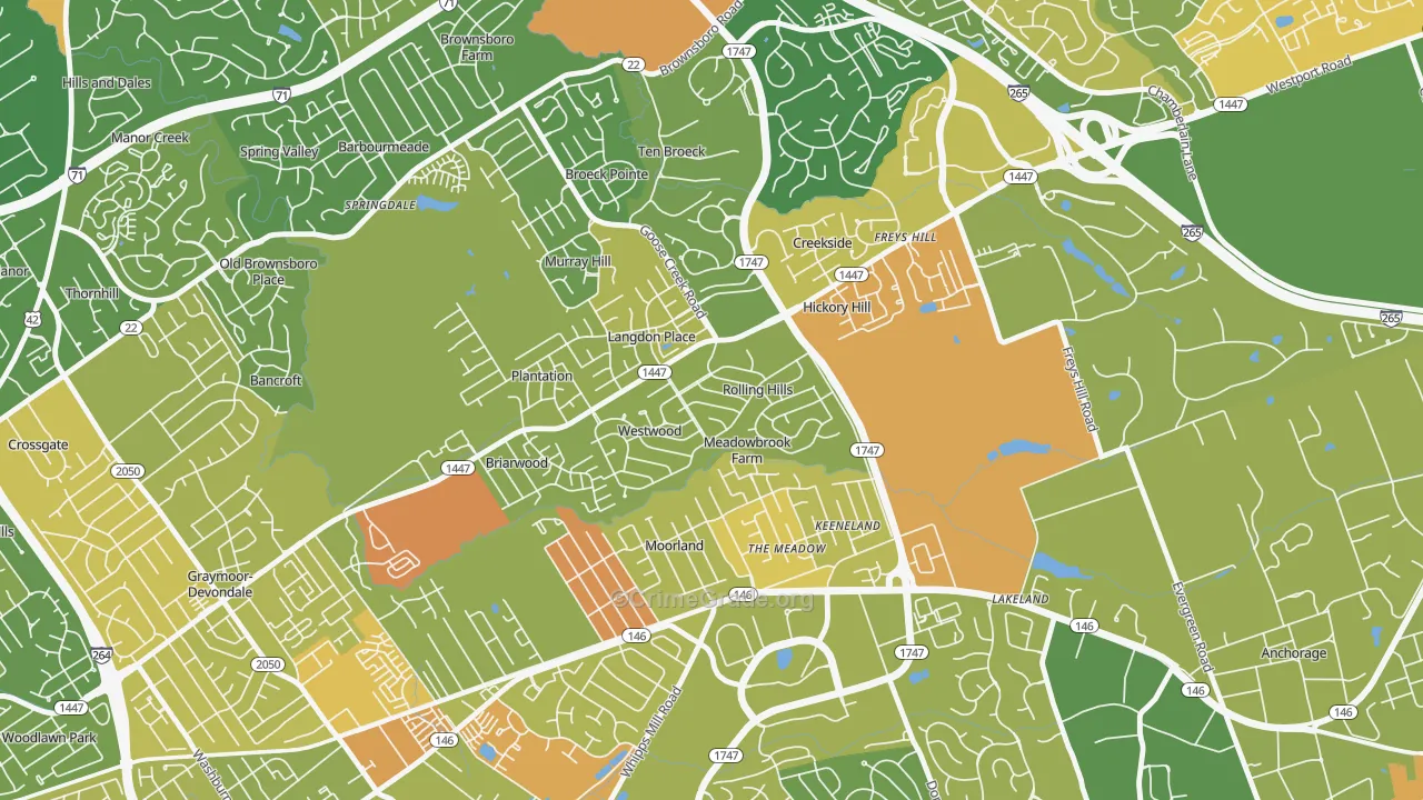 Rolling Hills, KY Map of Assault Rates