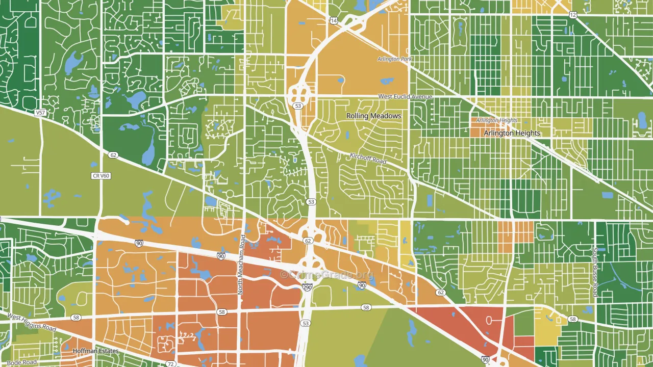 Rolling Meadows, IL Map of Assault Rates