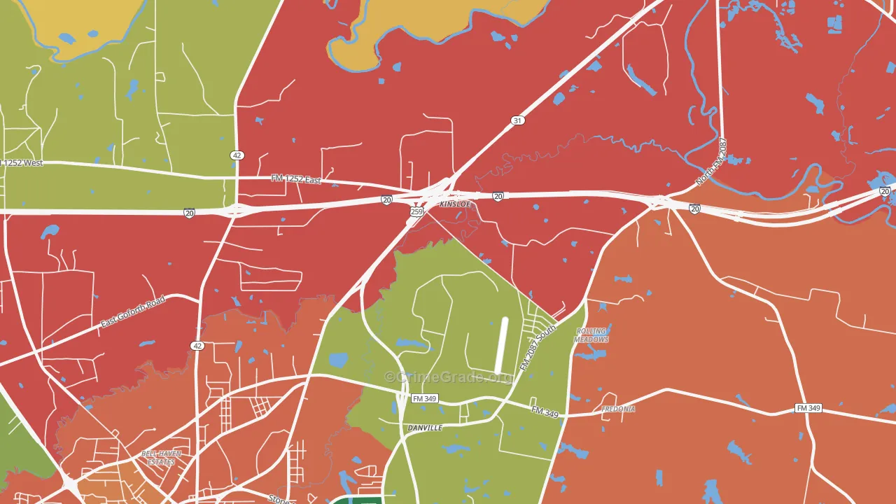 Rolling Meadows, TX Map of Assault Rates