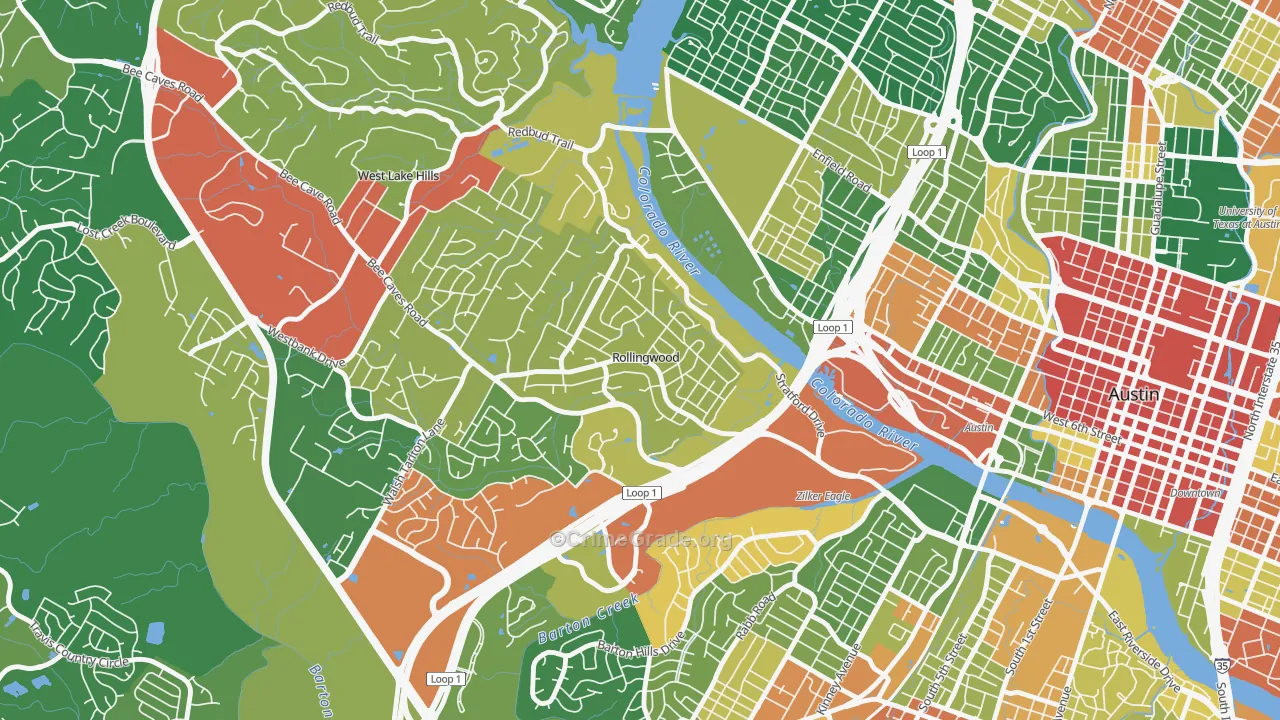 Rollingwood, TX Map of Assault Rates