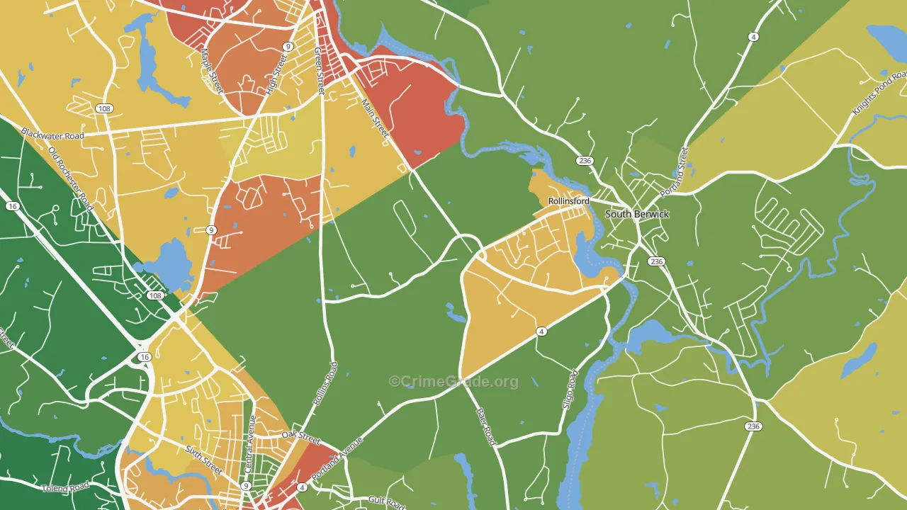 Rollinsford, NH Map of Assault Rates