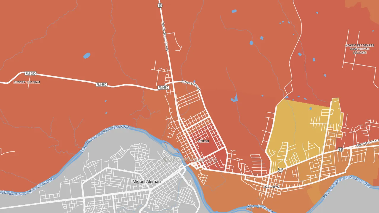 Roma Creek, TX Map of Assault Rates