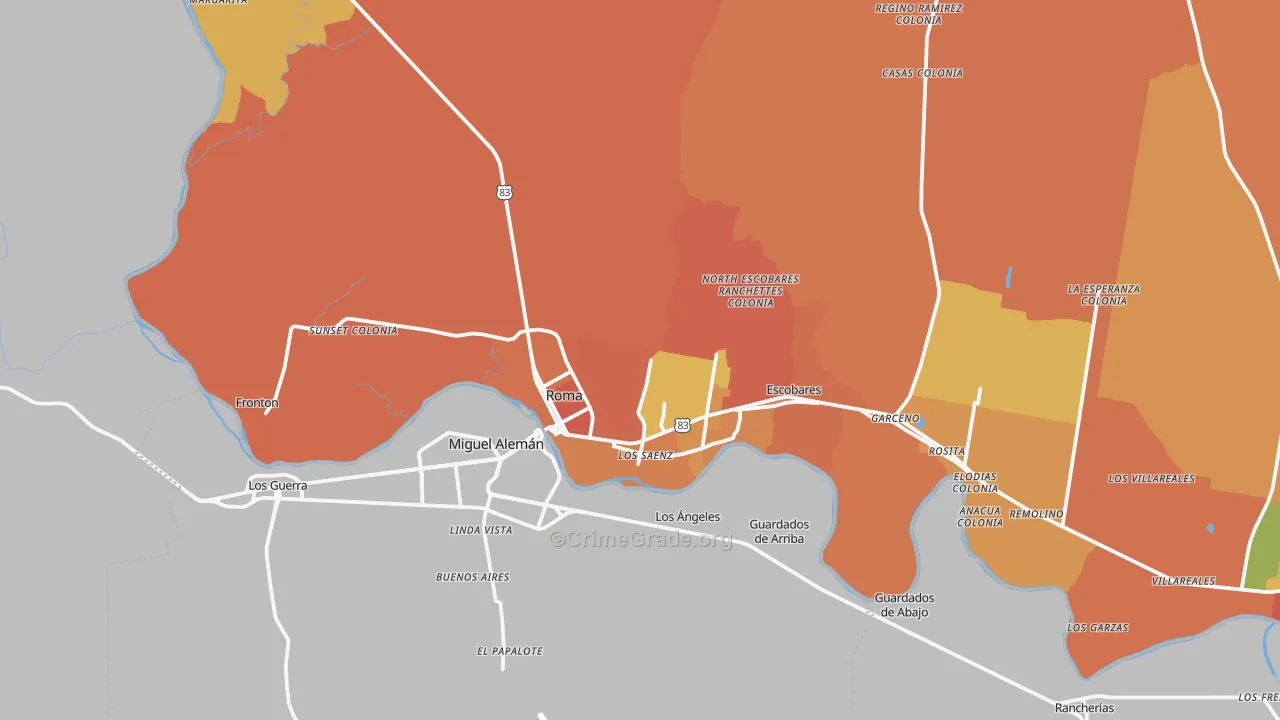 Roma, TX Map of Assault Rates
