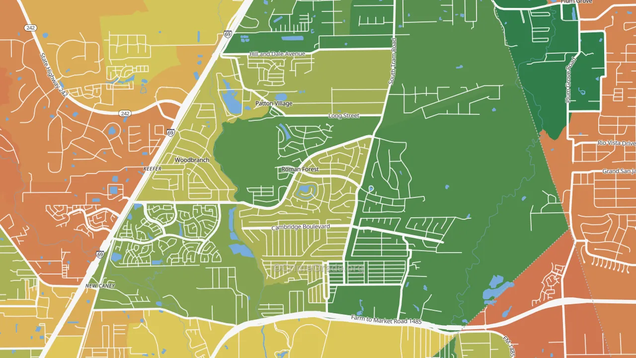 Roman Forest, TX Map of Assault Rates