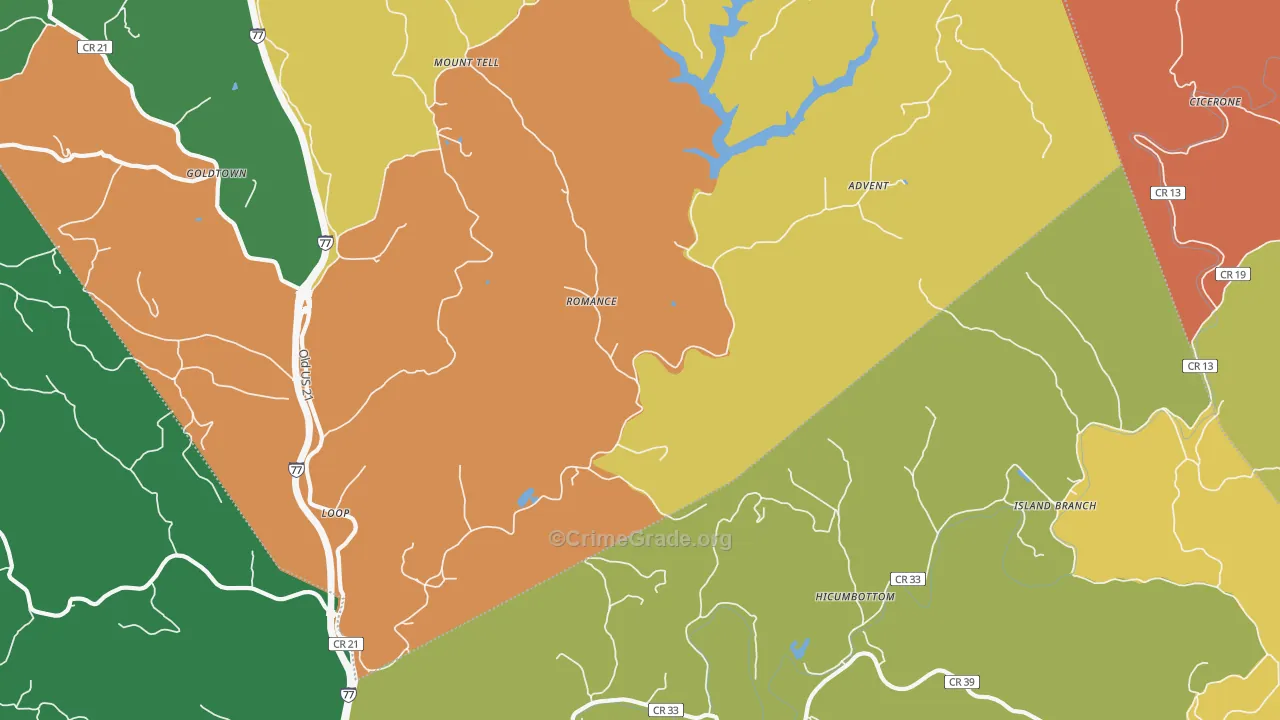 Romance, WV Map of Assault Rates