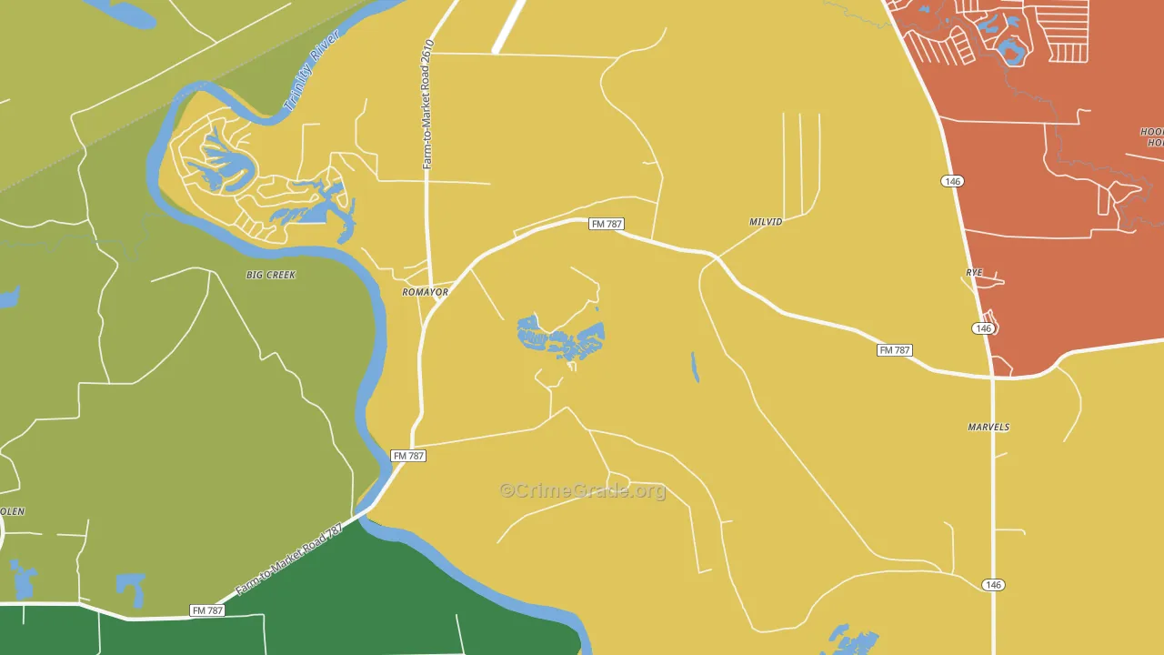 Romayor, TX Map of Assault Rates