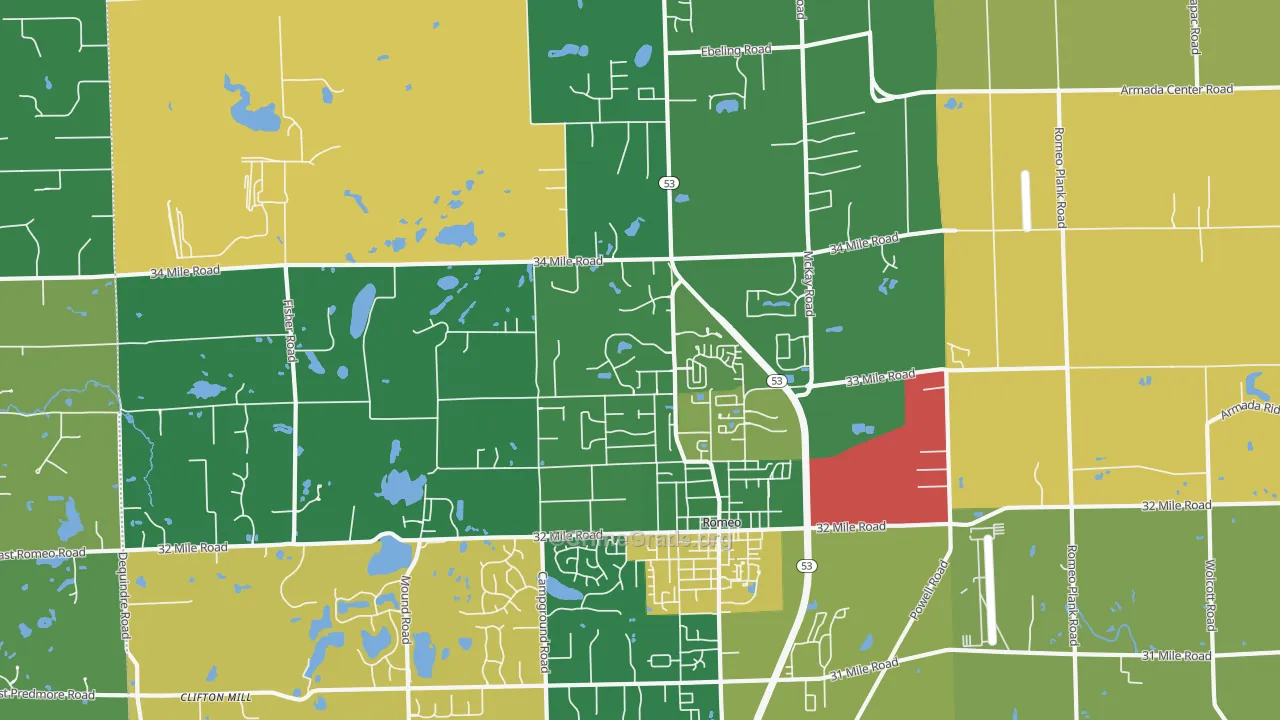 Romeo, MI Map of Assault Rates