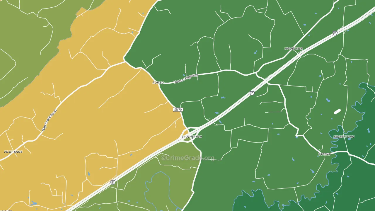 Romeo, TN Map of Assault Rates