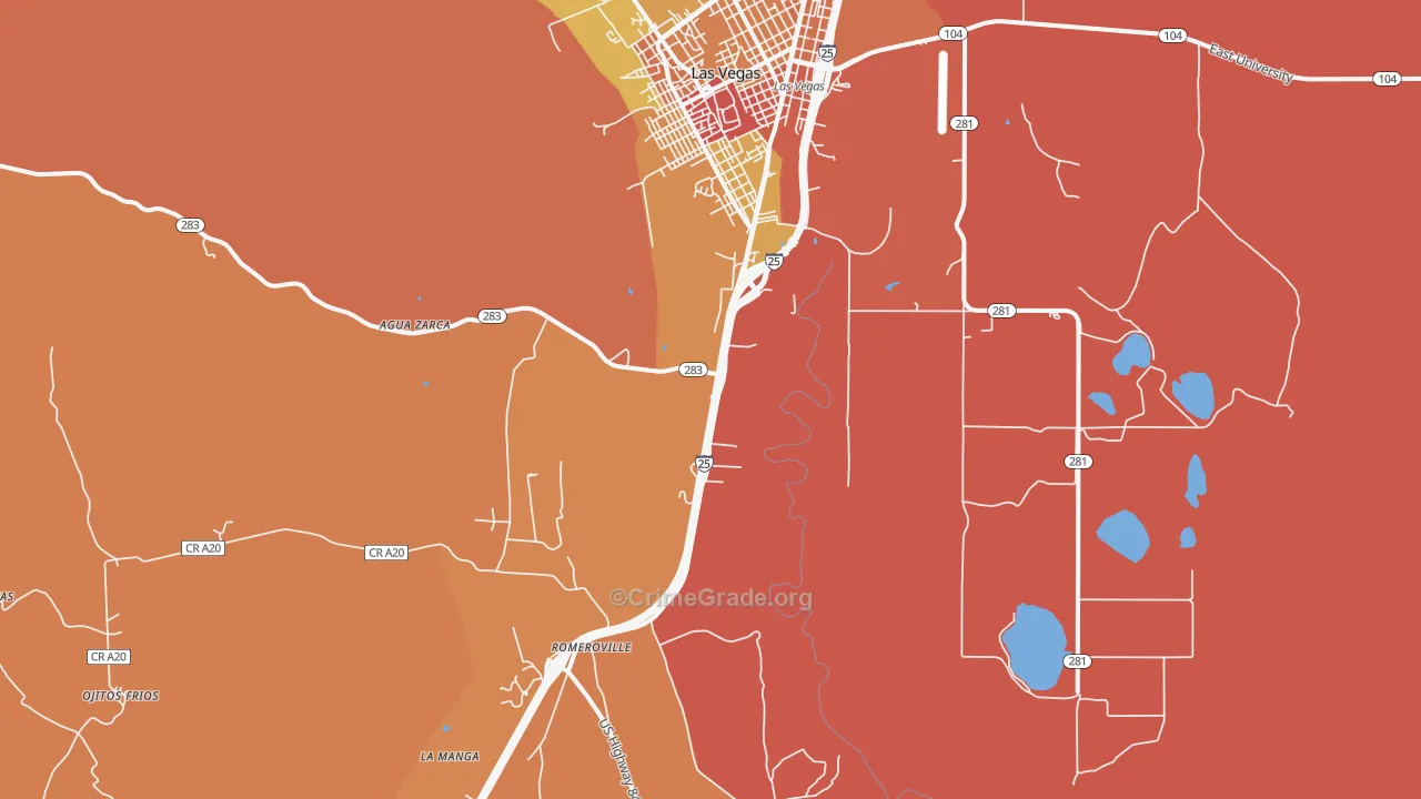 Romeroville, NM Map of Assault Rates