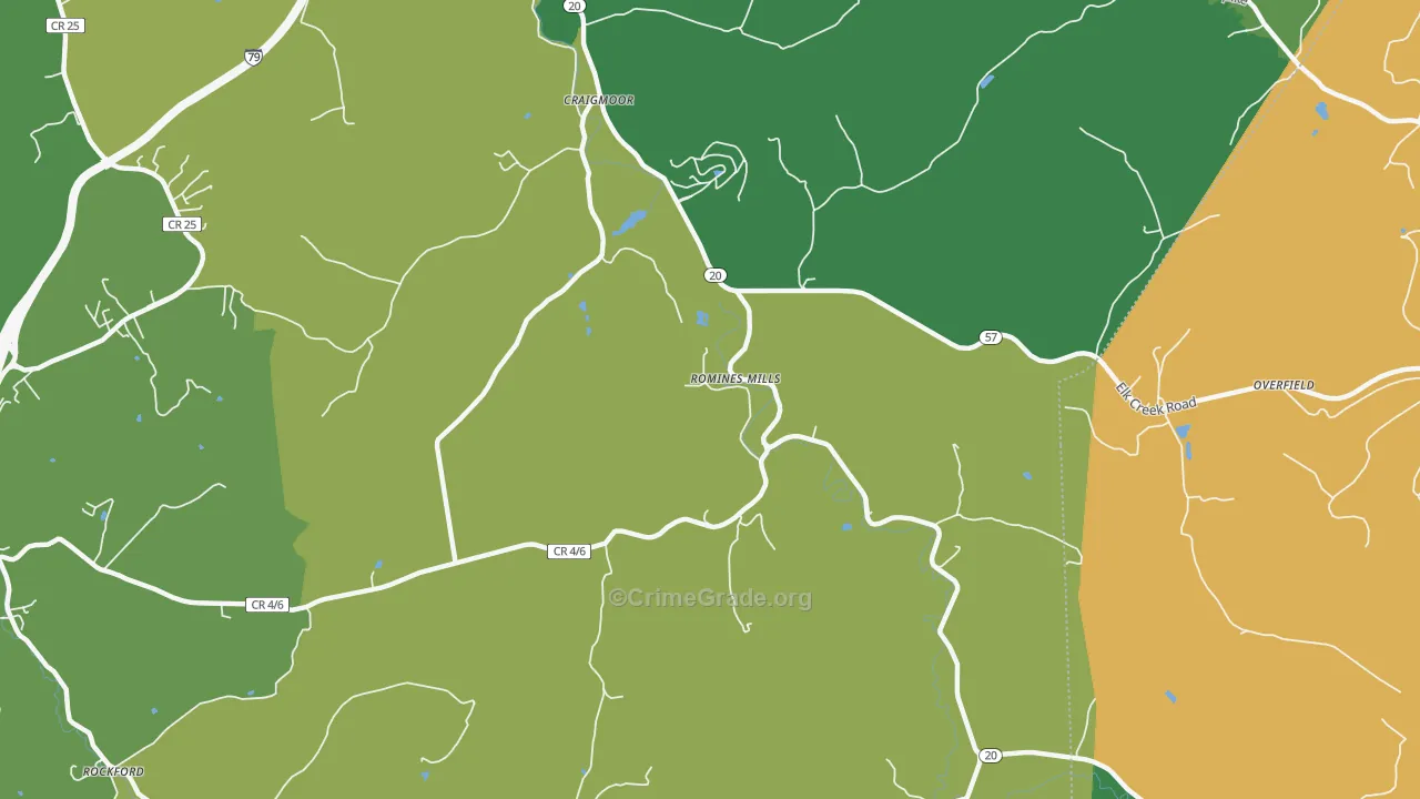 Romines Mills, WV Map of Assault Rates