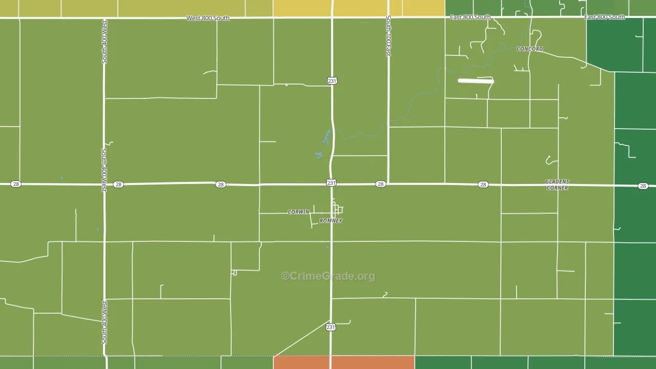 Romney, IN Map of Assault Rates