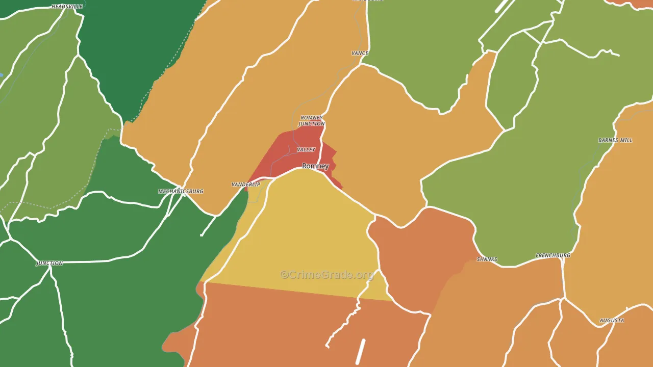 Romney, WV Map of Assault Rates