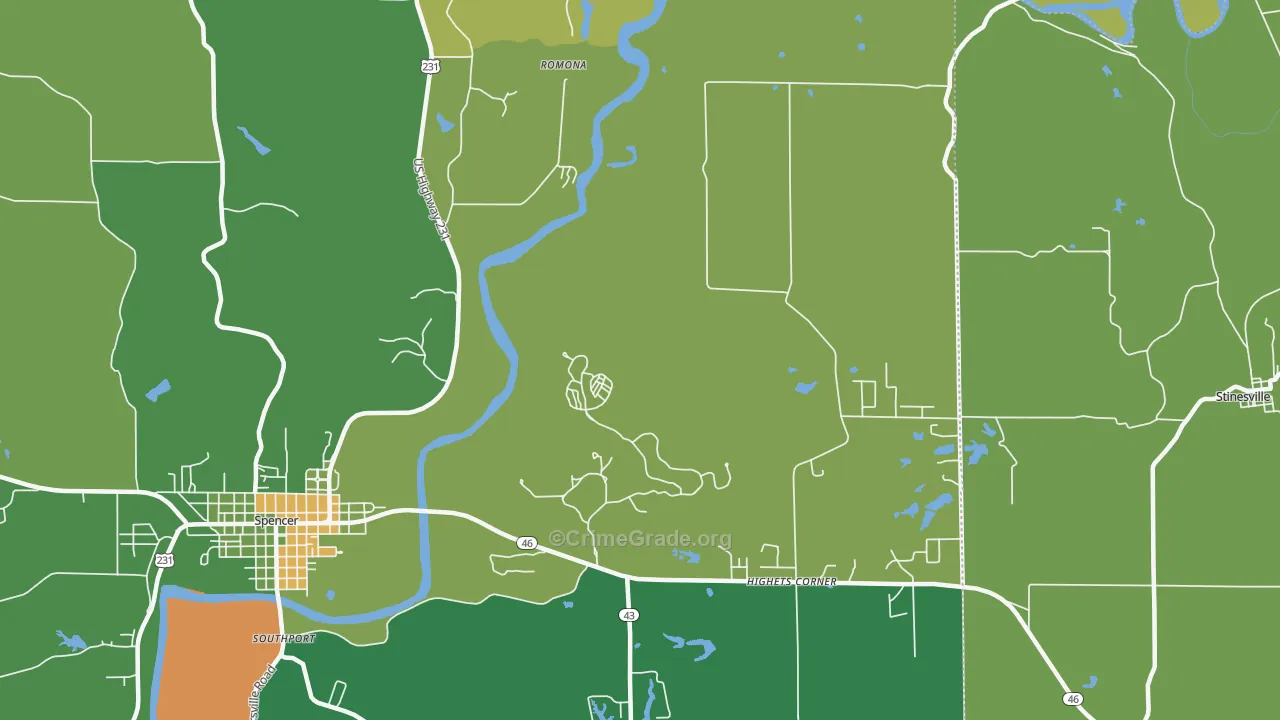 Romona, IN Map of Assault Rates