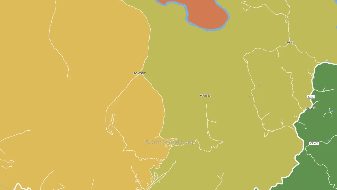 Romont, WV Map of Assault Rates