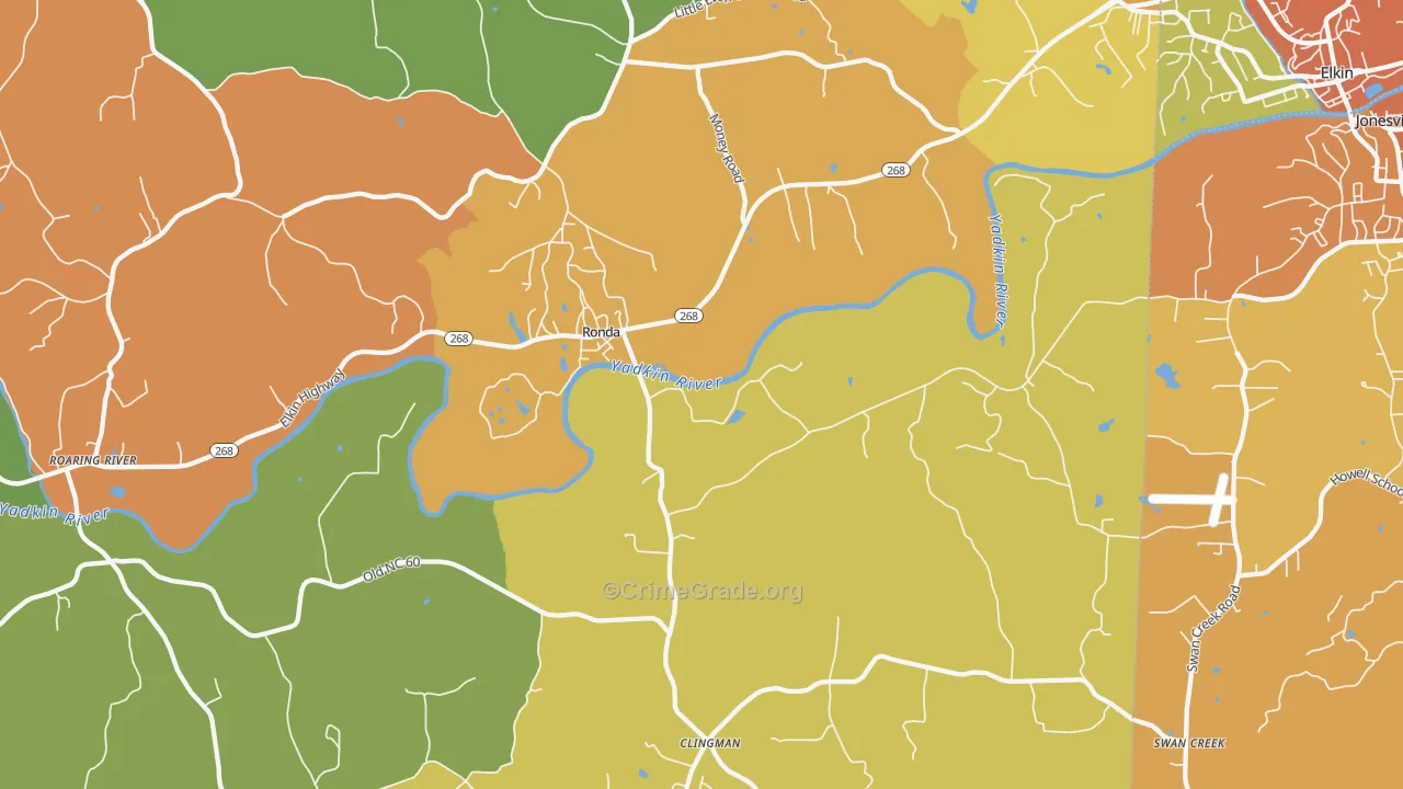 Ronda, NC Map of Assault Rates