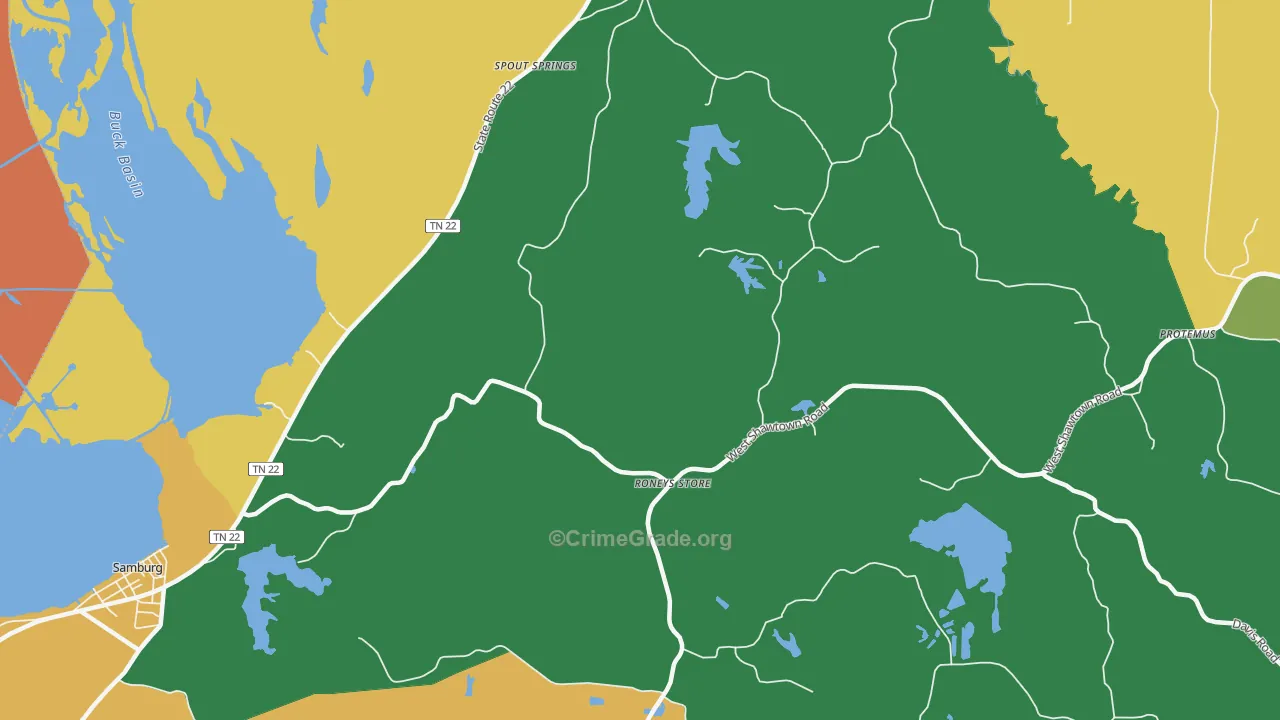 Roneys Store, TN Map of Assault Rates
