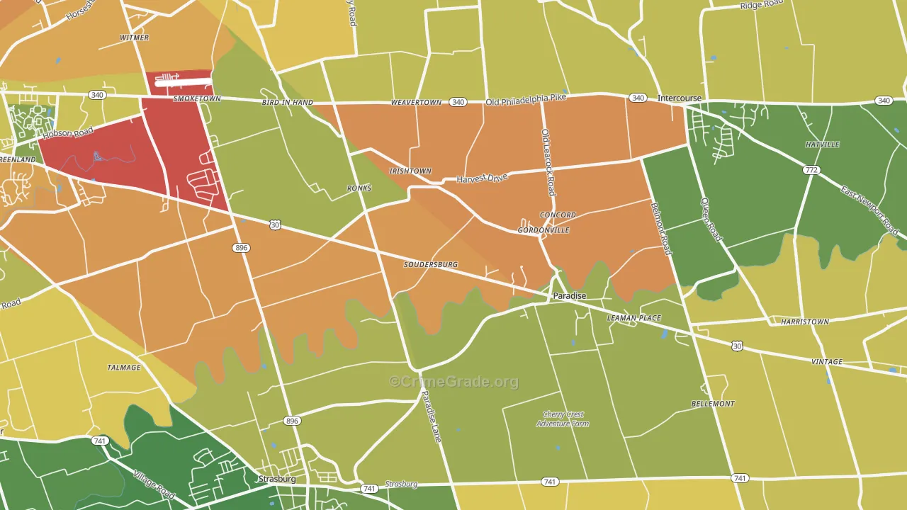 Ronks, PA Map of Assault Rates